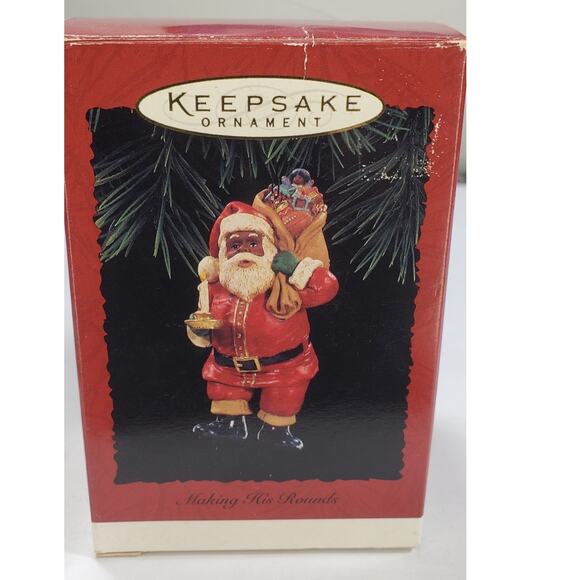 Vintage Hallmark Keepsake Ornament 1996 Making His Rounds African-American Santa - Picture 1 of 8